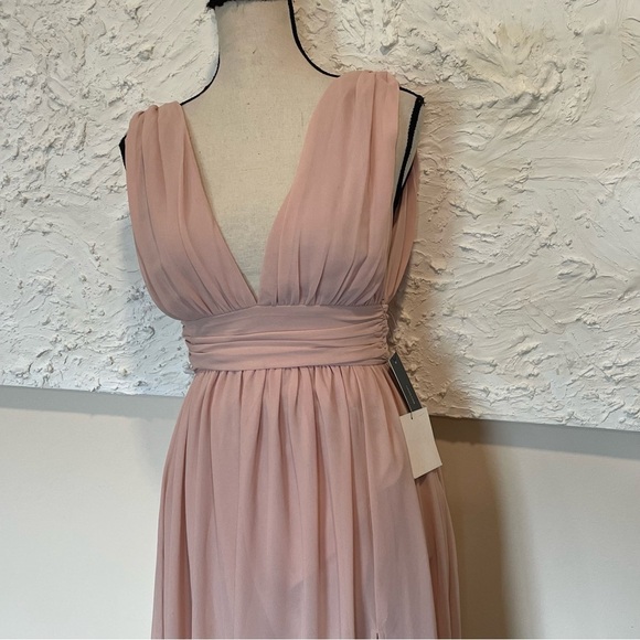 Lulus Thoughts of Hue Light Blush Surplice Maxi Dress Wedding Event Prom Sz XS. - Picture 3 of 10